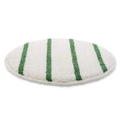 15" White Carpet Scrubbing Bonnet W/ Green Agitation Stripes