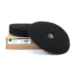 17" Black Floor Stripping Pads - Case Of 5 -Viper Shop 17 inch black cleanfreak floor stripping pads box with loose pads