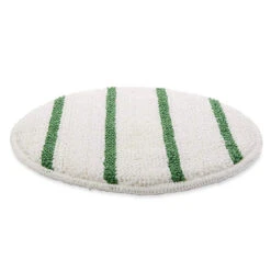 17" White Carpet Scrubbing Bonnet W/ Green Agitation Stripes
