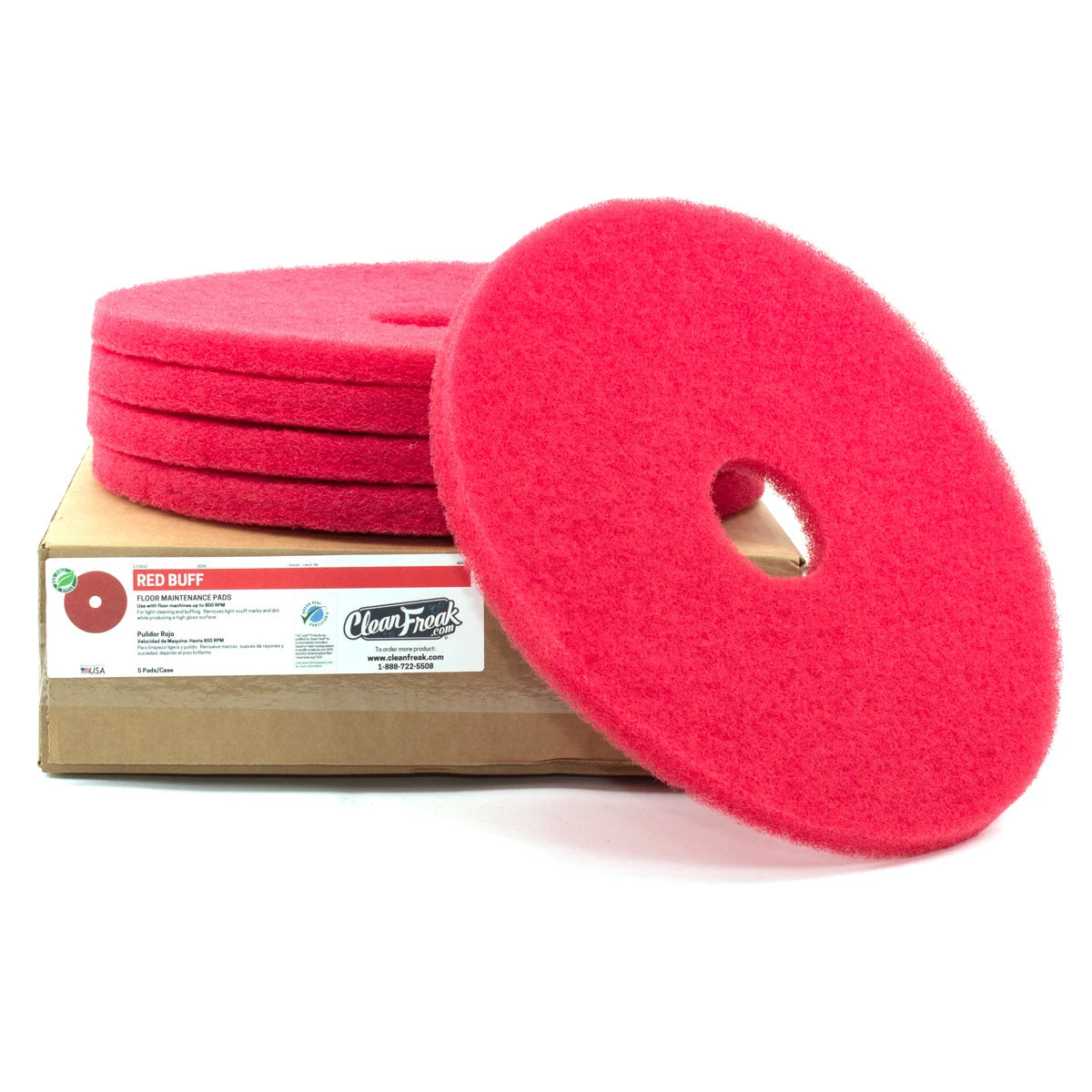 19" Red Light Duty Floor Scrubbing Pads - Case Of 5 4 19" Red Light Duty Floor Scrubbing Pads - Case Of 5 - Image 4