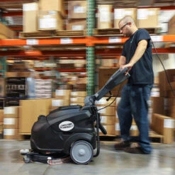 CleanFreak® 18" Reliable 18E Electric Auto Scrubber W/ Nylon Brush - 8 Gallons -Viper Shop cleanfreak reliable 18e floor scrubber cleaning a floor