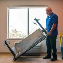 EDIC PTAC Cleaning Cradle™ For Wall Mount Commercial Air Conditioners -Viper Shop ptac cradle with unit transport 1